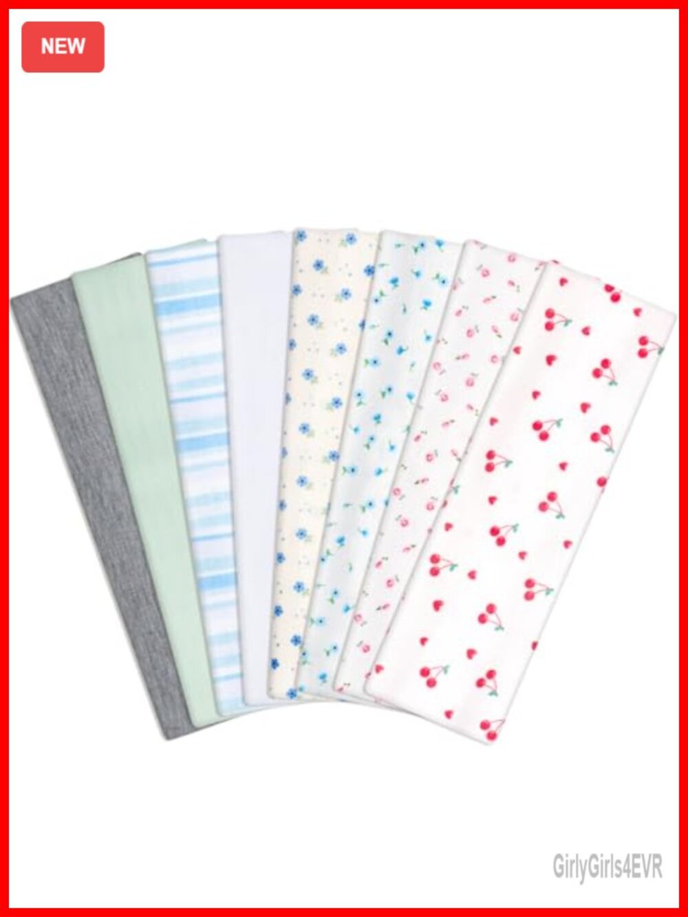 8 Pack Elastic Non Slip Headbands Cotton Polyester Hair Accessories